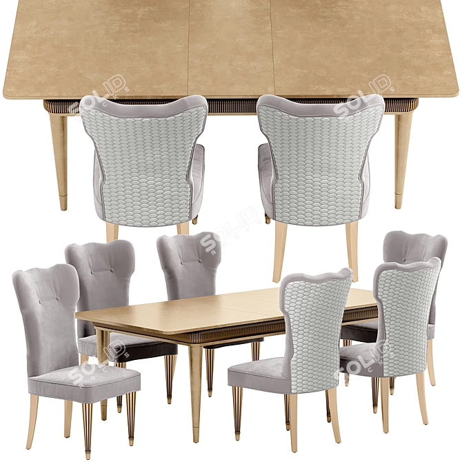 Modern Italian Dining Set 3D model image 2