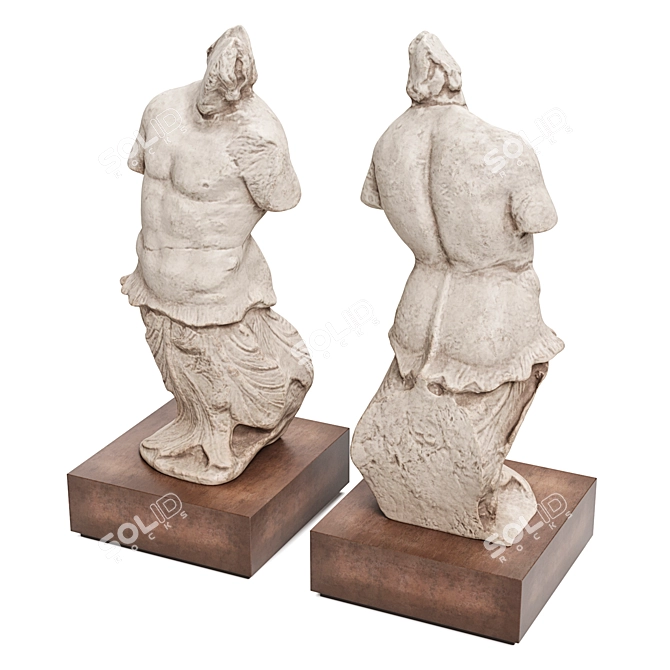 Marble Man Torso with Damaged Aesthetics 3D model image 7