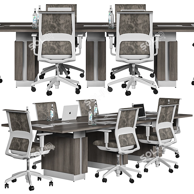 Elegant Brown Conference Table 3D model image 2