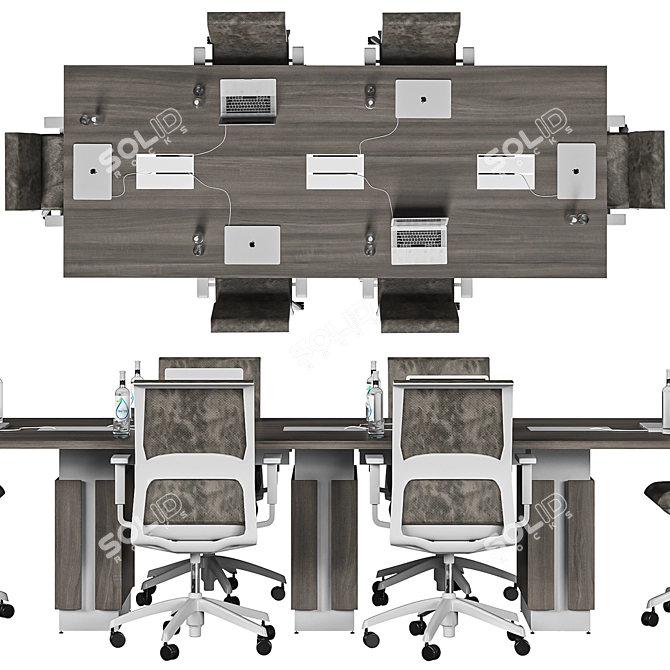 Elegant Brown Conference Table 3D model image 5