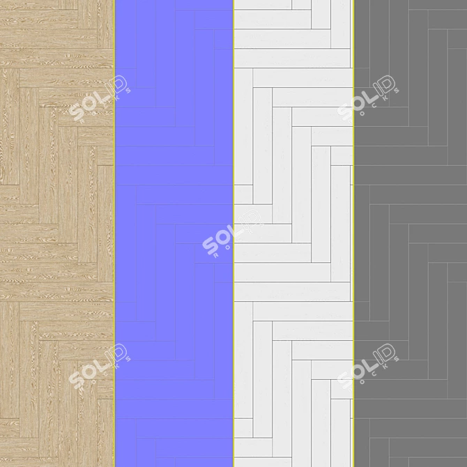 Parquet 09: Standard & Herringbone Patterns, 12 Plank Collection 3D model image 3