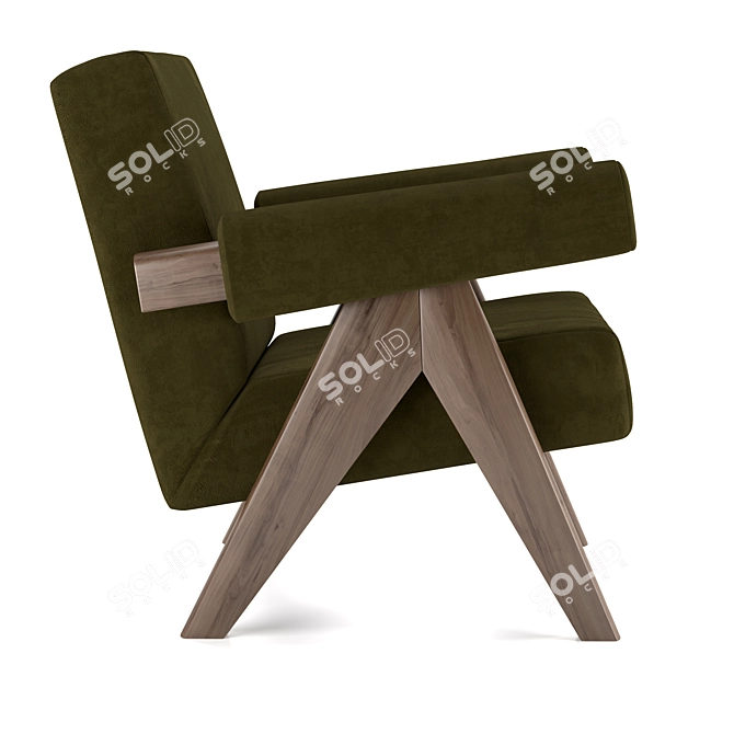 Cozy Comfort Upholstered Armchair 3D model image 2