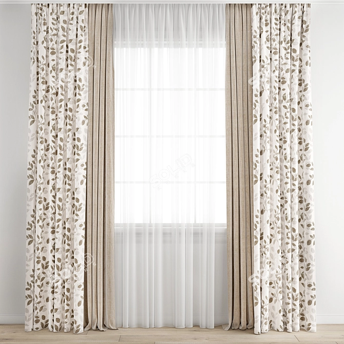 Poly Curtain Set: High Quality Model 3D model image 1