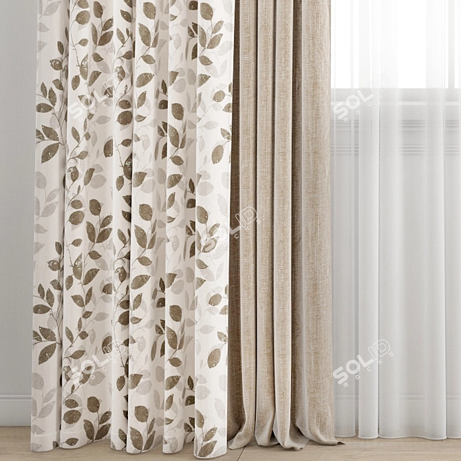 Poly Curtain Set: High Quality Model 3D model image 2