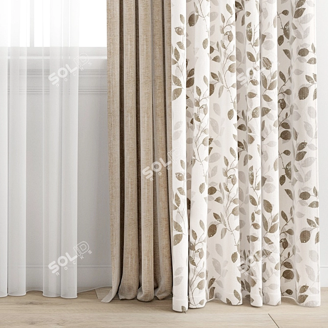 Poly Curtain Set: High Quality Model 3D model image 3