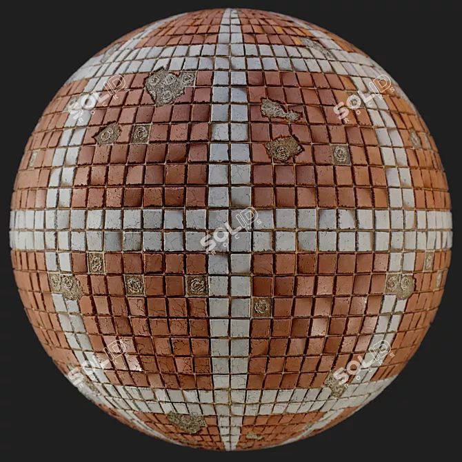 Seamless PBR Sidewalk Tiles 3D model image 4