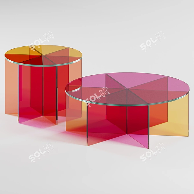Colorful Glass Coffee Tables 3D model image 1