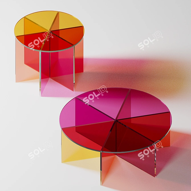 Colorful Glass Coffee Tables 3D model image 2