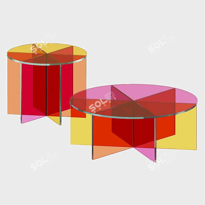 Colorful Glass Coffee Tables 3D model image 4