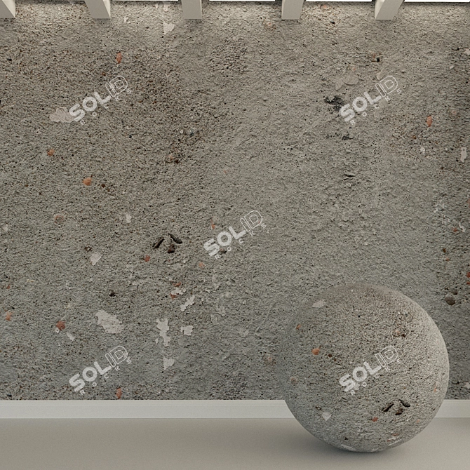 Title: Vintage Concrete Wall | Old, Rough & Textured 3D model image 3