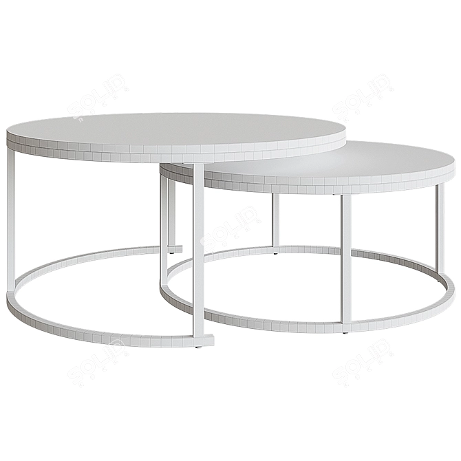 Modern 2-Piece Coffee Table Set 3D model image 2