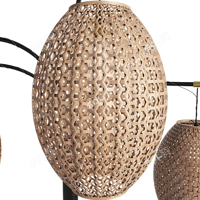 Natural Wicker Floor Lamp 3D model image 3