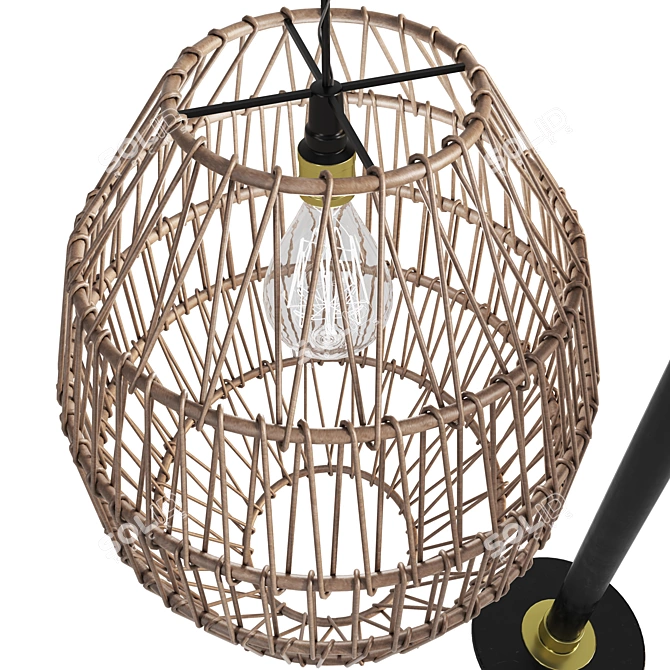 Natural Wicker Floor Lamp 3D model image 5