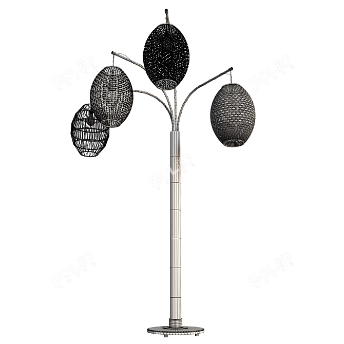 Natural Wicker Floor Lamp 3D model image 7