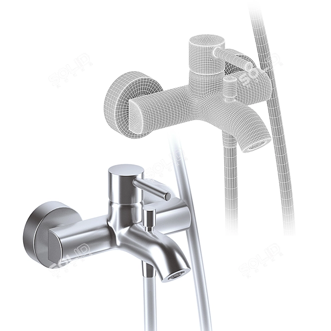 Vitra Shower Faucets with Rubber Hose 3D model image 2