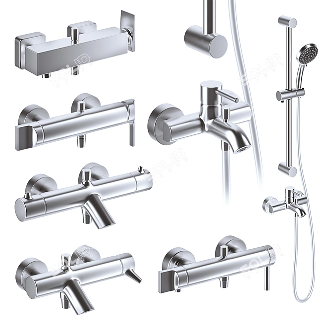 Vitra Shower Faucets: Elegant Design, Rubber Hose 3D model image 1