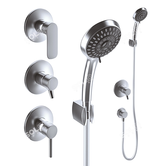Vitra Concealed Shower Mixers - Rubber Hose, Single Switch 3D model image 1