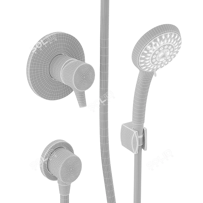 Vitra Concealed Shower Mixers - Rubber Hose, Single Switch 3D model image 2