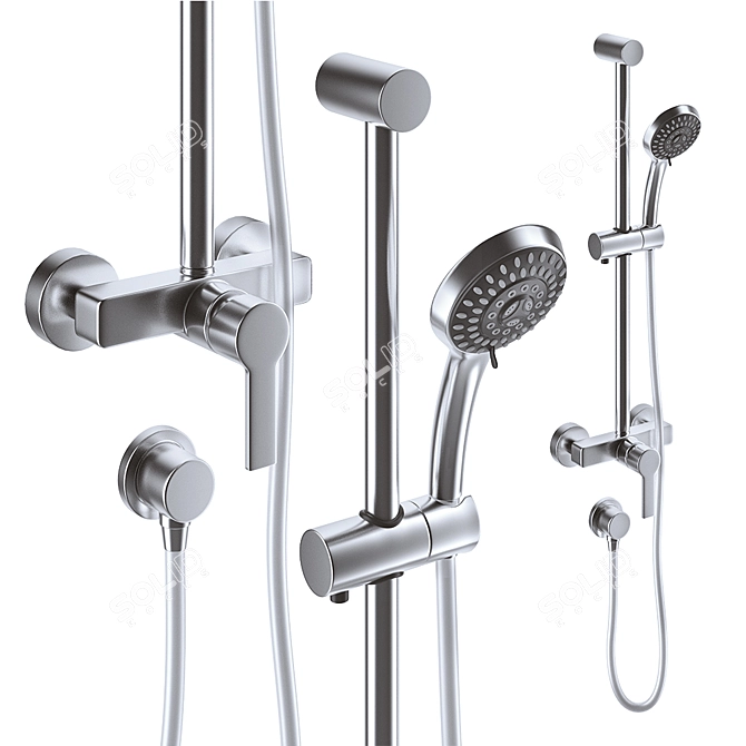 Sleek Vitra Shower System 3D model image 1