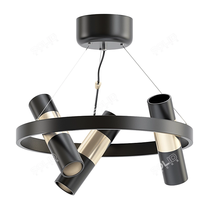 Elegant Black & Gold Chandelier 3D model image 1