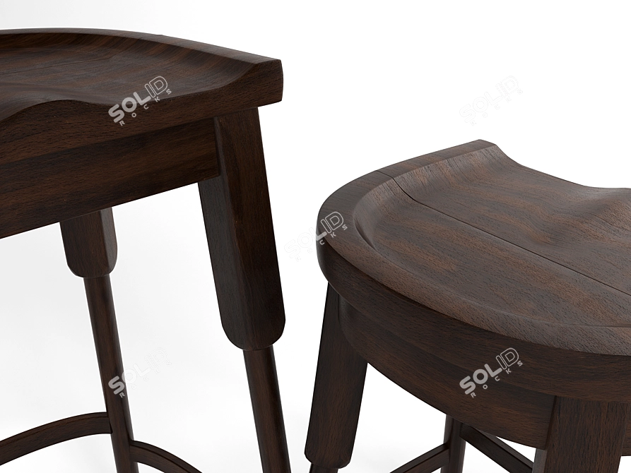 English Pub Style Bar Chair 3D model image 2