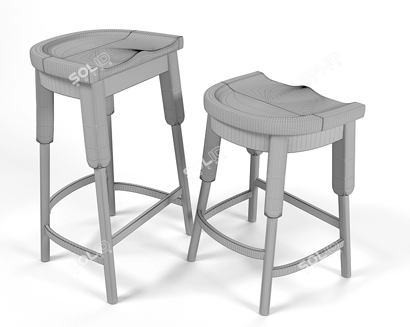 English Pub Style Bar Chair 3D model image 6