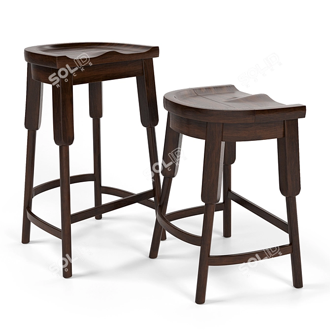 English Pub Style Bar Chair 3D model image 9