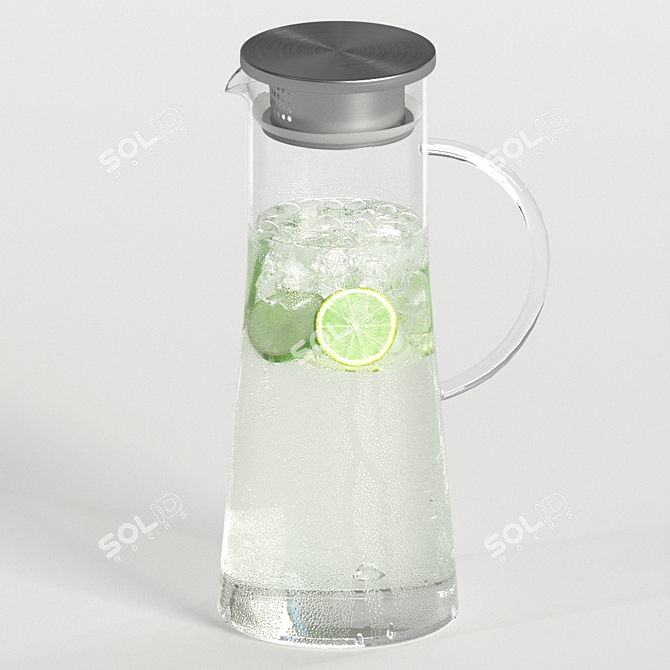 Refreshing Lemonade in Pitcher 3D model image 2