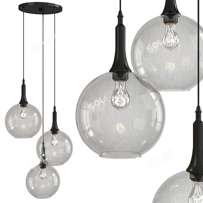 Modern Beckett Trio Pendant Light 3D model image 1