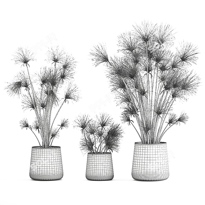 Metallic Potted Plant Collection 3D model image 7