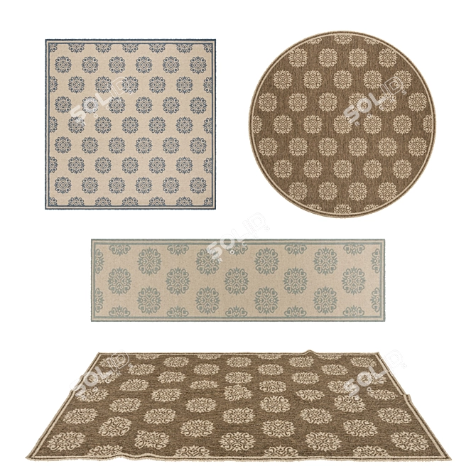 Versatile Rug Set: 8 Stunning Designs 3D model image 1