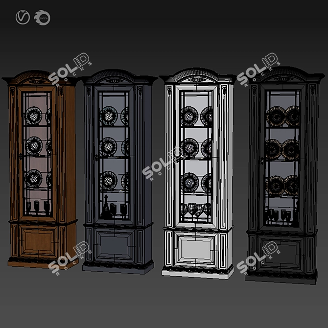 Antique English Buffet Sideboard 3D model image 3