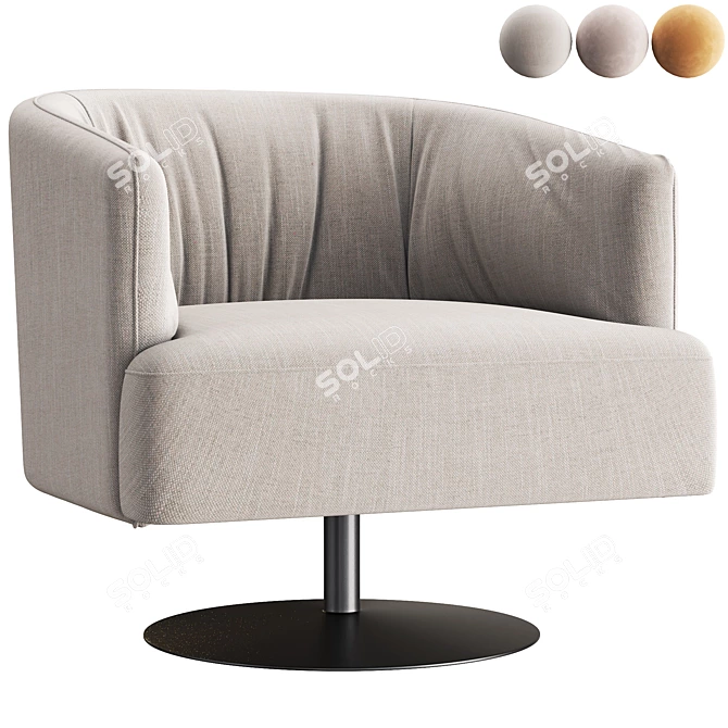 Luxury Swivel Armchair: Diga Delight 3D model image 1