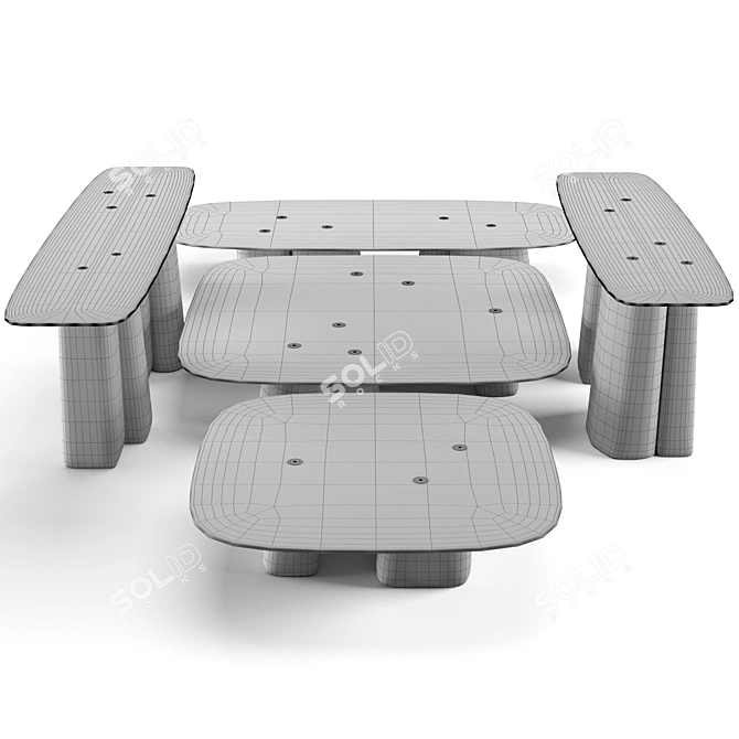 Fany Coffee Tables Set: Stylish and Functional 3D model image 2