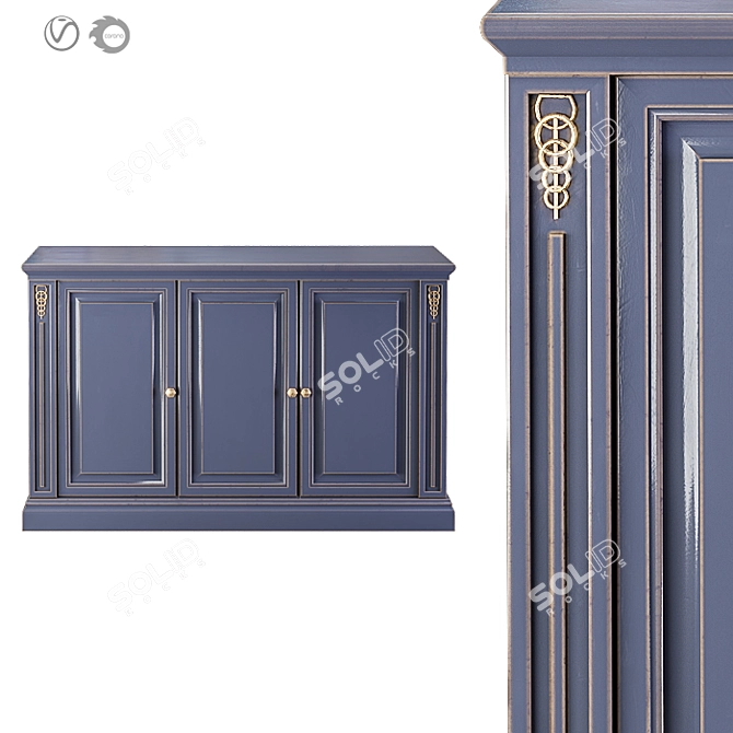 Vintage English Dresser #1 - Elegant Storage Solution 3D model image 5