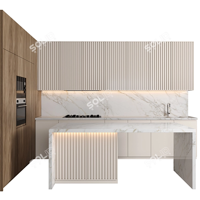  Modern Island Kitchen: High-Quality Textures & Render 3D model image 2