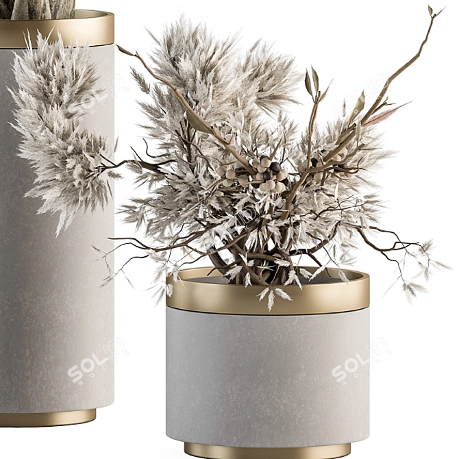 Nature's Elegance: Dried Branches in Vase 3D model image 3