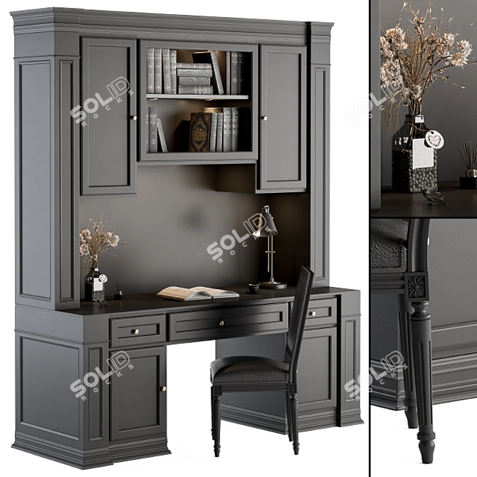  Classic Black Office Furniture 3D model image 1