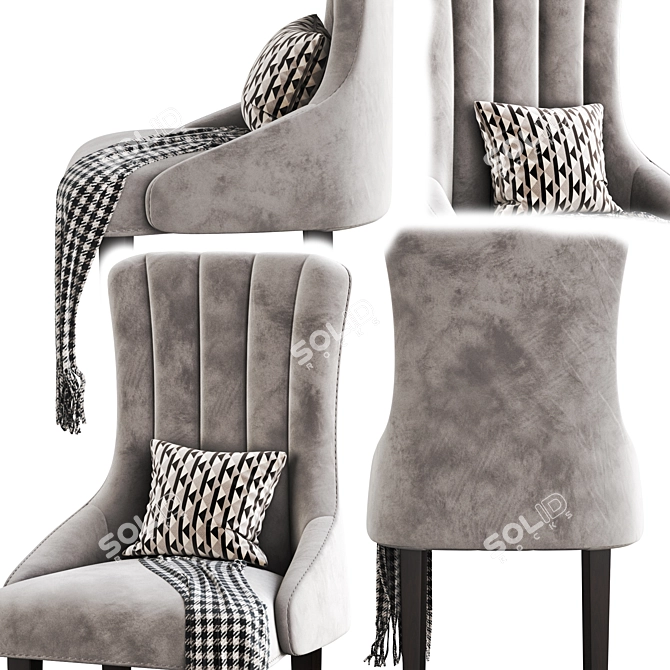 Luxury Oxford Velvet Dining Chair 3D model image 2