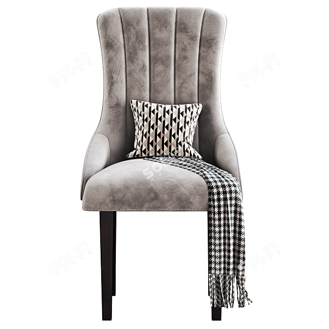 Luxury Oxford Velvet Dining Chair 3D model image 4