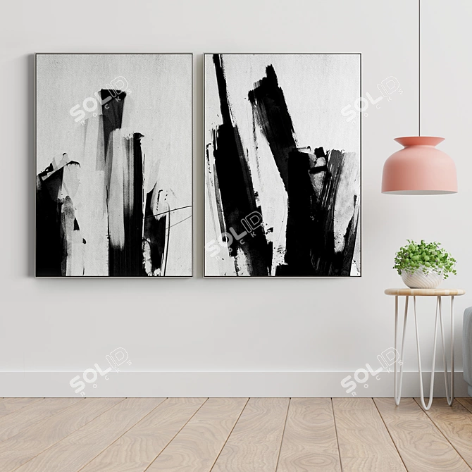 Modern Art Frames Set 3D model image 3