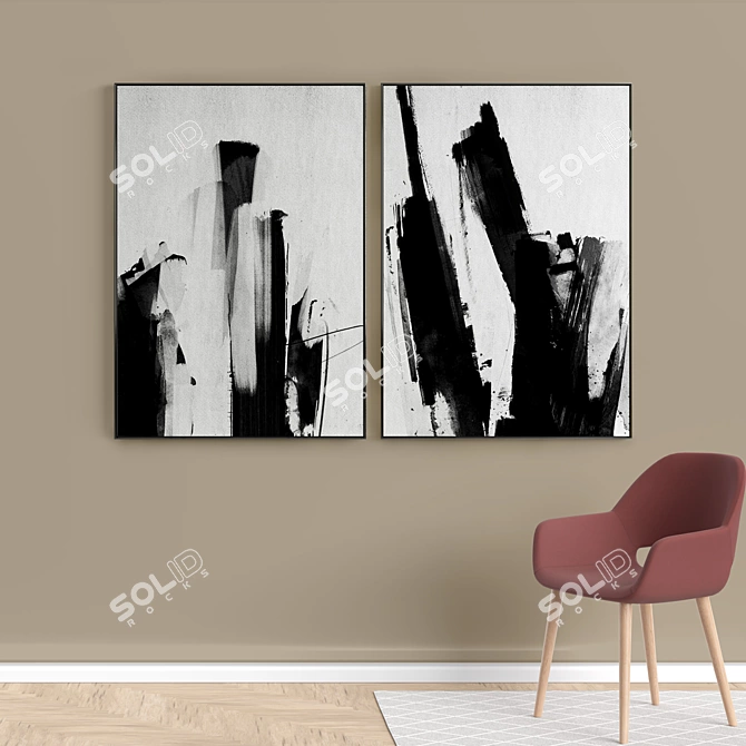 Modern Art Frames Set 3D model image 5