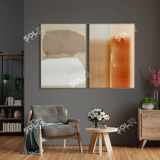 Sleek Frame Collection - Set of 2 Paintings in Various Materials 3D model image 4