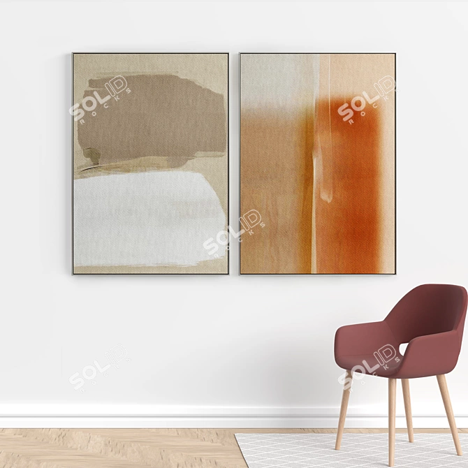 Sleek Frame Collection - Set of 2 Paintings in Various Materials 3D model image 5