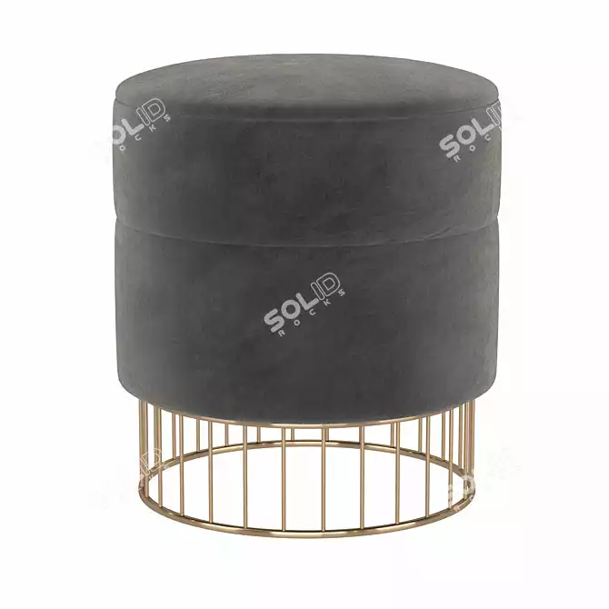 Minty Halmar Gold Pouf 3D model image 1