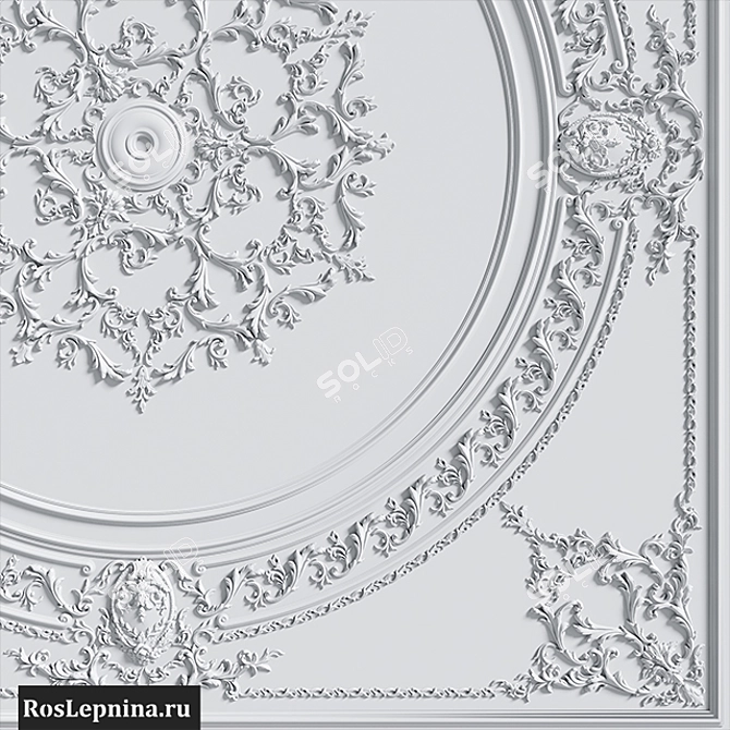 Title: GR-6000R Ceiling Composition - Exquisite Gypsum Décor 3D model image 4