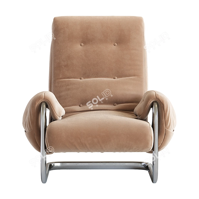 Italian 1970s Brown Mohair Lounge Chairs 3D model image 5