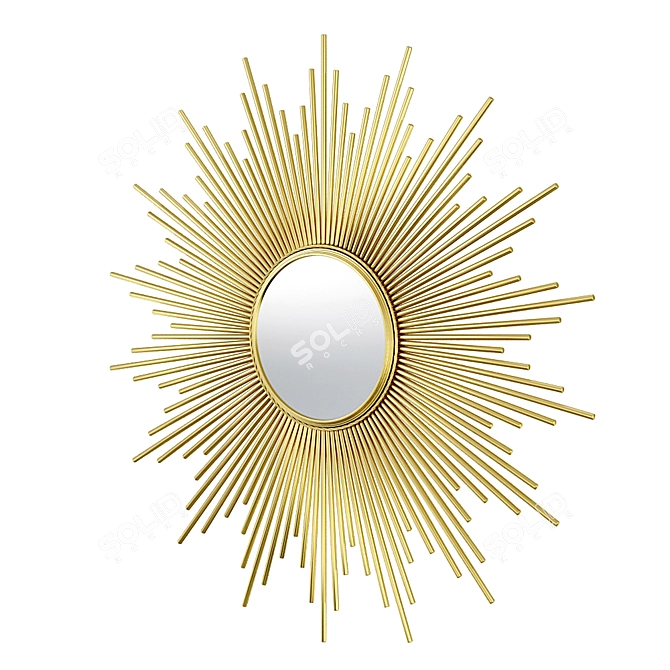 Golden Sunburst French Mirror 3D model image 2