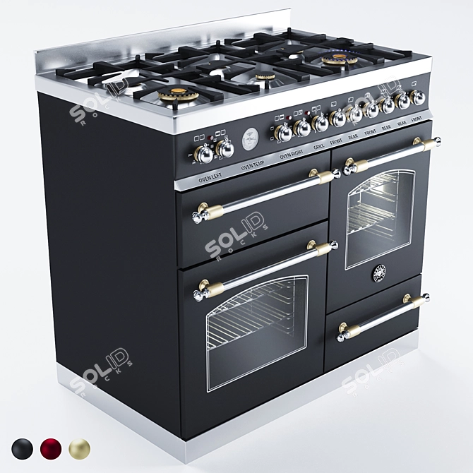 Bertazzoni Heritage Triple Oven - Elegant 6-Burner Electric 3D model image 1