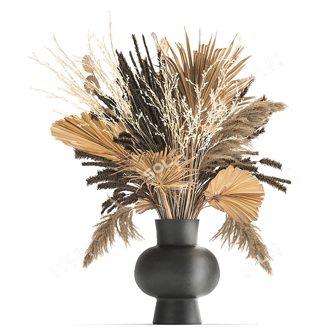Elegant Dry Flower Bouquet 3D model image 2